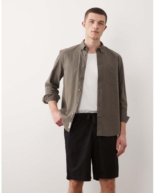 Jack & Jones Natural Drawstring Linen Mix Blend Shorts for men