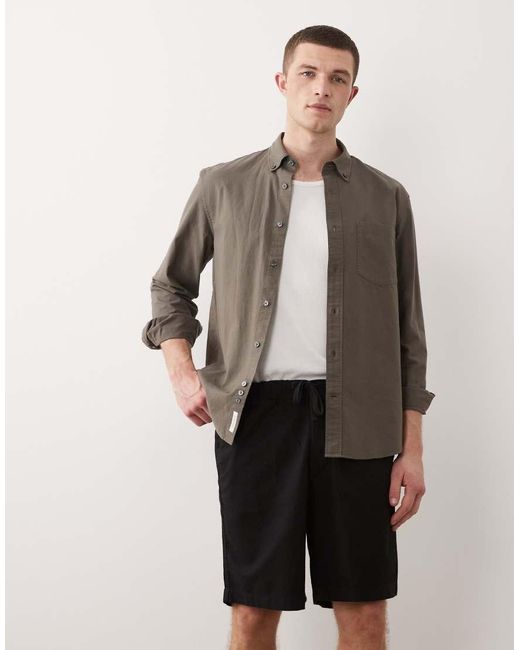 Jack & Jones Natural Drawstring Linen Mix Blend Shorts for men