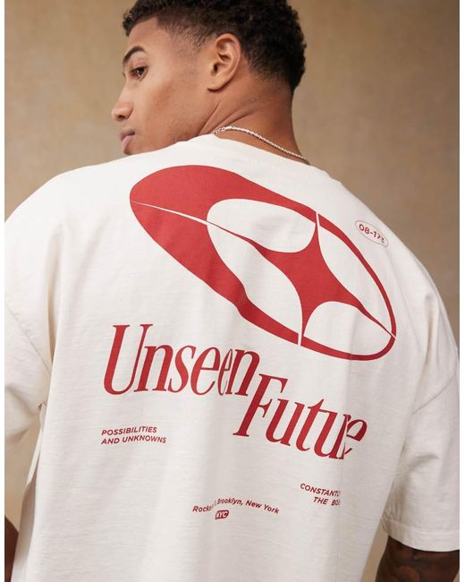 ASOS Pink Boxy Oversized Heavyweight Dropped Shoulder T-Shirt With Back Print for men