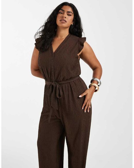 ONLY Brown Frill Details Jumpsuit