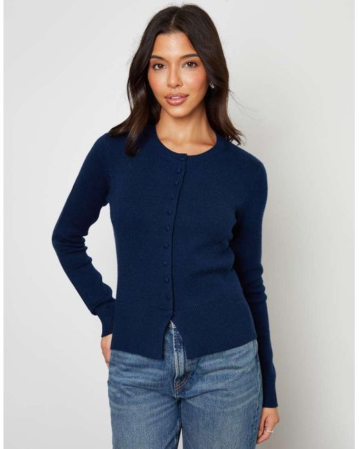 Threadbare Blue Crew Neck Compact Knitted Cardigan