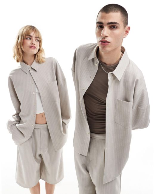 Collusion Natural Unisex Co-ord Tailored Oversized Shirt