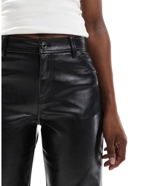 Cotton:on Curve Straight Leg Faux Leather Pants In Black
