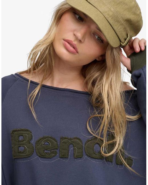 Bench x Superdry & Co Blue Bardot Oversized Sweatshirt