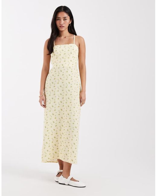 JJXX Natural Linen Mix Maxi Dress With Floral Print