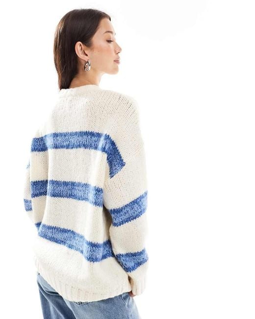 ASOS Blue Bold Striped Crew Neck Jumper
