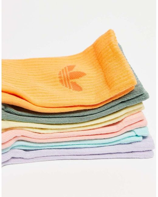 Adidas Originals White 6 Pack Crew Socks for men
