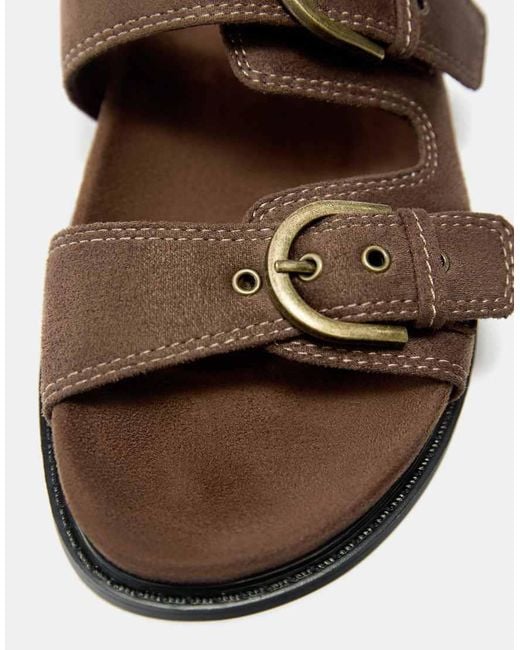 Pull&Bear Brown Double Buckle Sandals