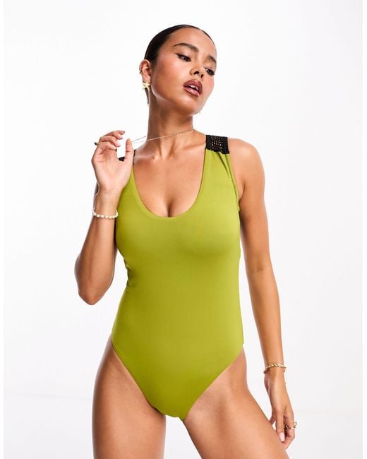 Nike Green Explore Wild Keyhole Back Mesh Swimsuit