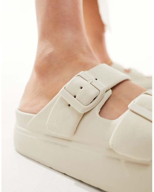 ASOS White Freestyle Flatform Double Buckle Footbed Sliders
