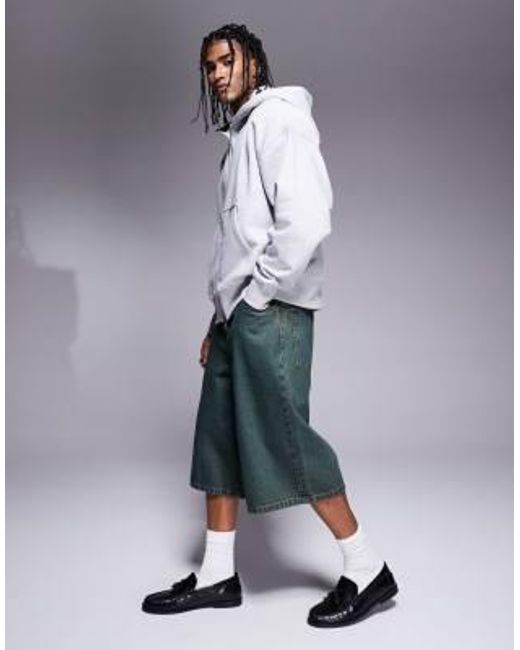 ASOS Blue Longer Length Denim Jorts for men
