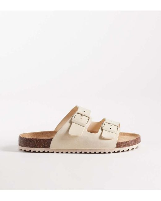 SEQWL Wide Fit White Seqwl Olsen Wide Fit Double Buckle Flat Sandals