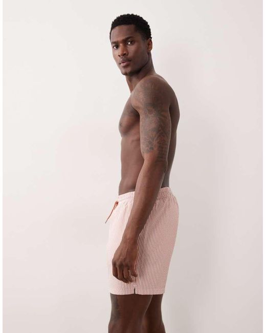 Farah Pink Colbert Drawstring Seersucker Logo Swim Shorts for men