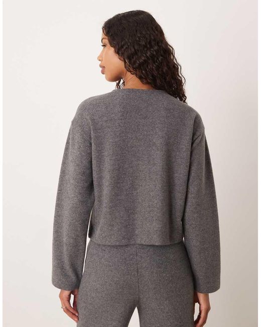 ASOS Super Soft Button Through Long Sleeve Co Ord Top in Grey | Lyst UK