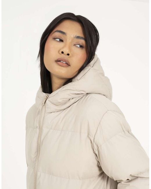 Brave Soul Natural Hooded Padded Jacket With Drawcord Waist