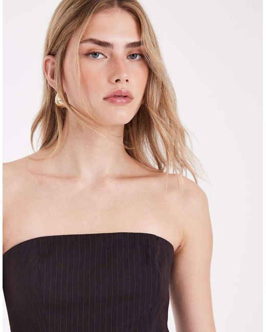 ASOS Black Tailo Curved Hem Peplum Bandeau Co-ord Top