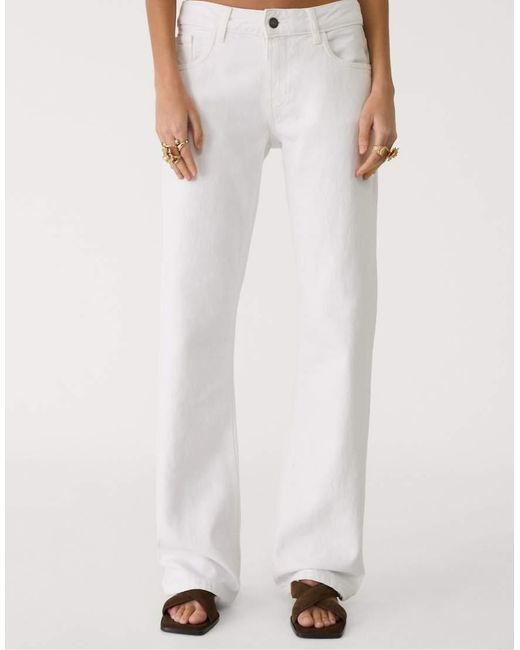 Stradivarius Broek Met Lage Taille En Rechte Pijpen in het White