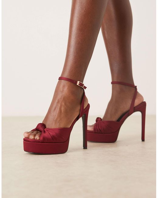 Nova - sandales nouées à semelle plateforme et talon haut - bordeaux ASOS en coloris Brown