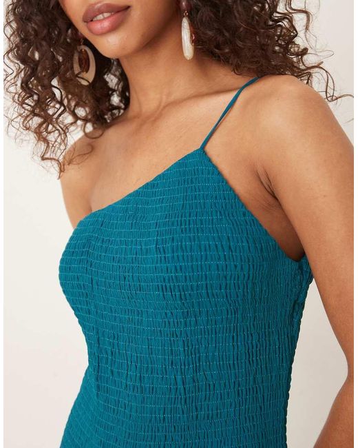 Mango Blue One Shoulder Dropped Waist Maxi Dress