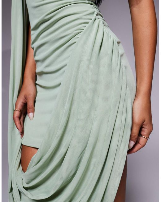 ASOS Blue – drapiertes minikleid aus netzstoff