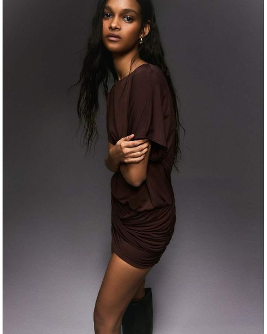 Bershka Black Open Back Dress With Draped Skirt
