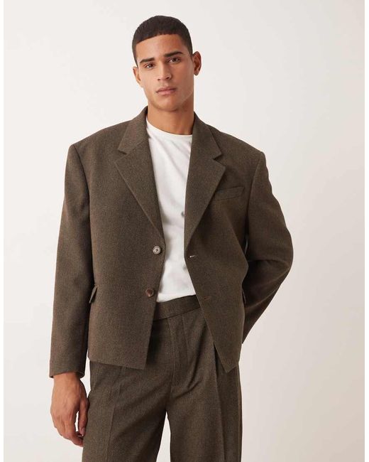 ASOS Oversized Cropped Colbert in het Brown voor heren