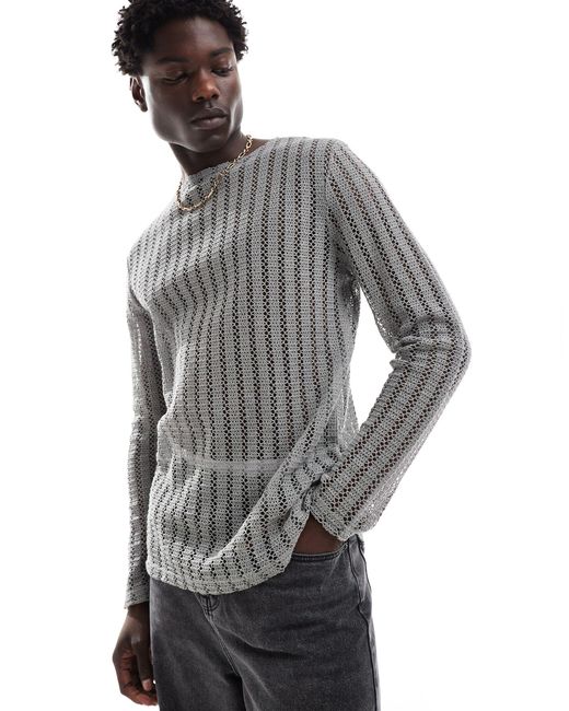 ASOS Gray Relaxed Long Sleeve T-shirt for men