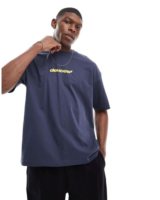 ASOS Blue Oversized T-shirt With Sports Graphic for men