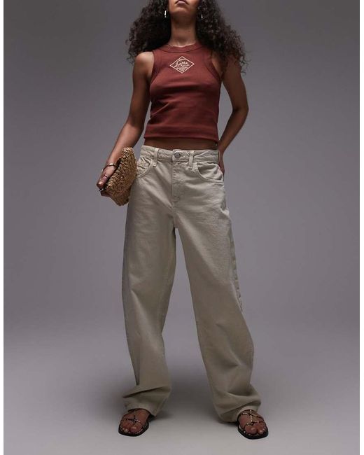 Mango Brown Cotton Barrel Jean