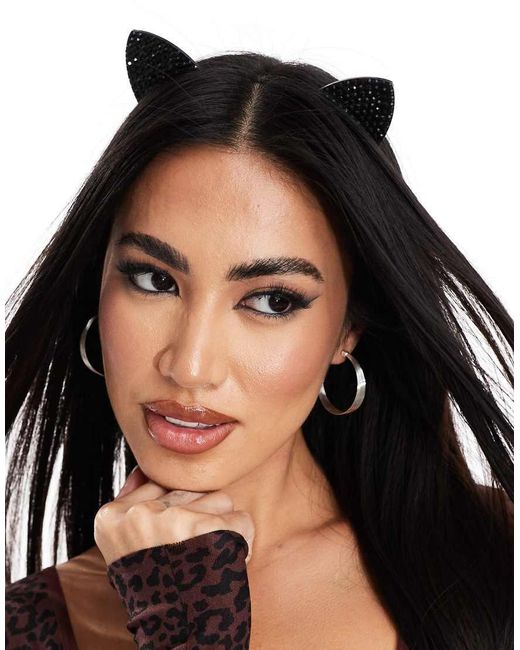 Ann Summers Black Halloween Diamante Cat Ears Headband