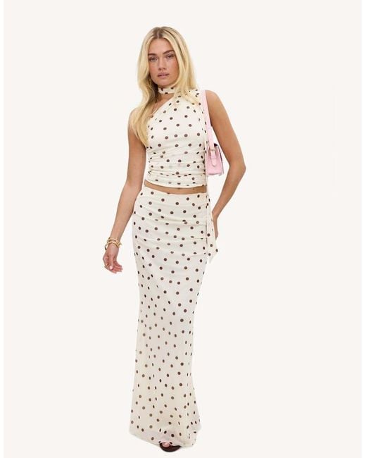 Loavies White Enchanted Hideaway Off- Maxi Skirt With Polka Dots