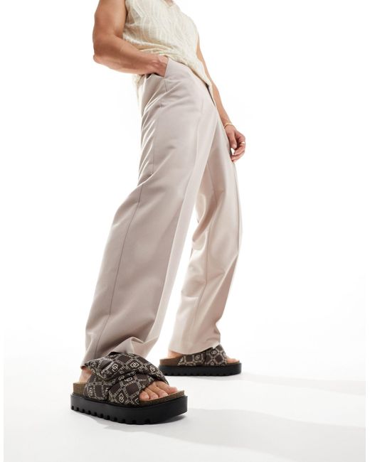 Sandalias marrones con tiras acolchadas cruzadas, diseño ASOS de hombre de color Brown