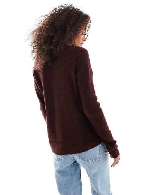 ONLY Brown V Neck Slouchy Jumper