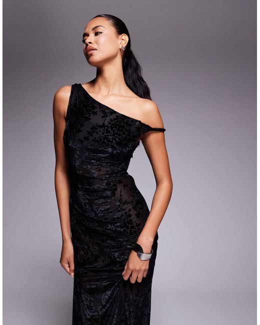 Exclusivité - - robe longue en dévoré à épaules dénudées et bretelle torsadée Kaiia en coloris Blue