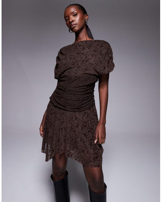 short brown lace dress One Shoulder Lace Up Corset Detail Mini Dress In Brown Lace | EGO US