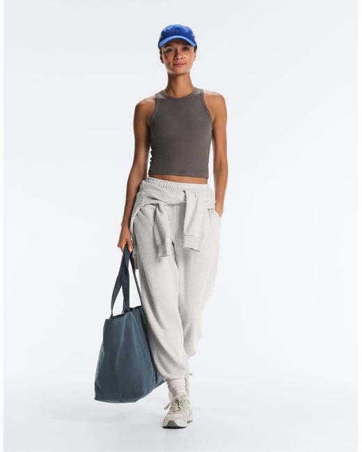 Oysho White Rib Modal Blend Long Tank Top