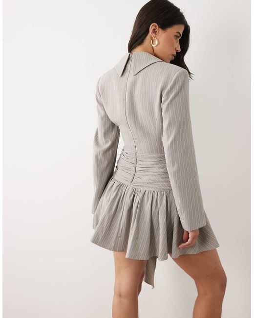 ASOS Gray Tailored Blazer Mini Dress With Corsage-multi