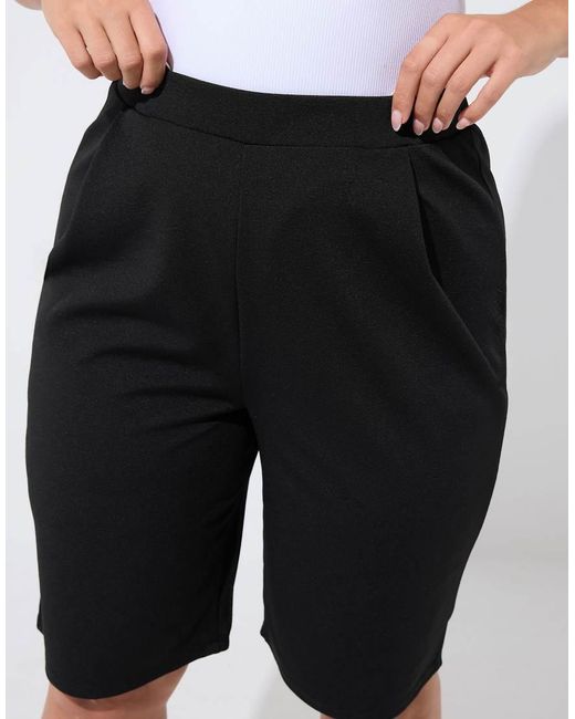 Yours Clothing Black Elasticated Formal Shorts