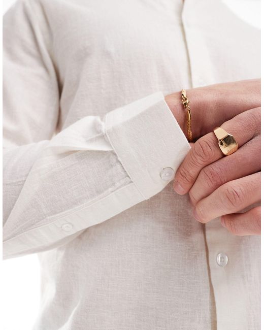 ASOS Wedding – elegantes leinenmix-hemd in White für Herren