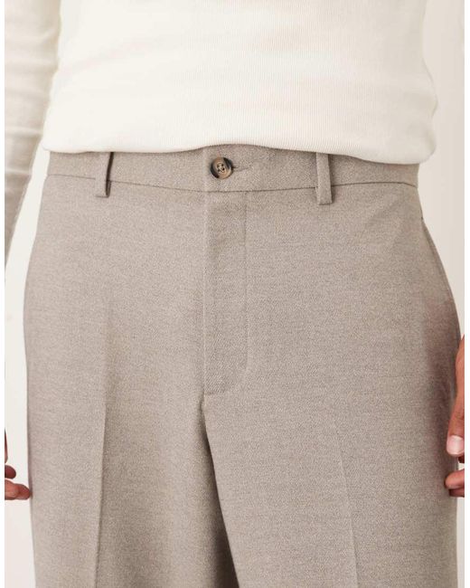 ASOS Natural Barrel Leg Suit Trousers for men
