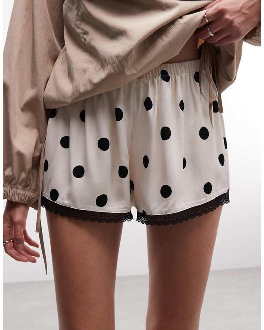 Reclaimed Vintage White Satin Boxer Short With Lace