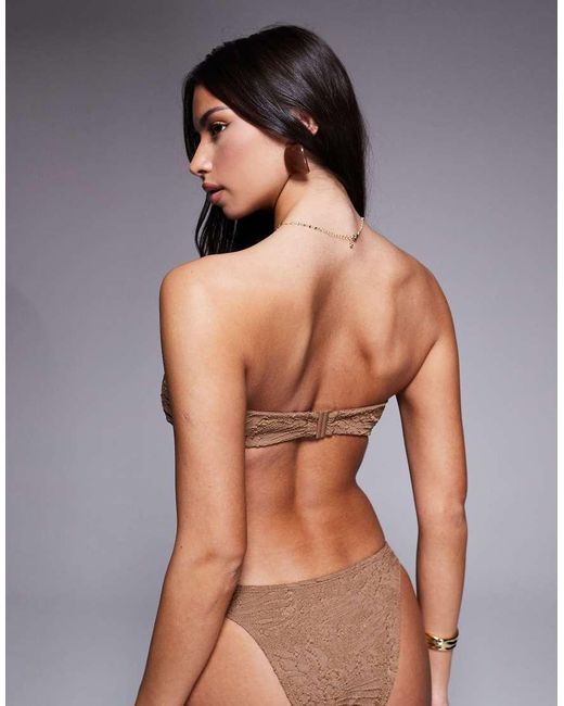 ASOS Brown Riley Resin Mykonos Twisted Padded Bandeau Bikini Top