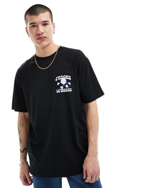 Only & Sons Black Oversized T-shirt With Love Back Print for men