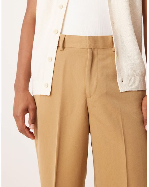 ASOS Natural Smart Wide Leg Trousers With Carpenter Pocket for men