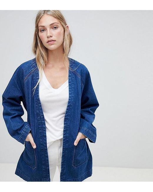 Denim kimono jacket womens sales