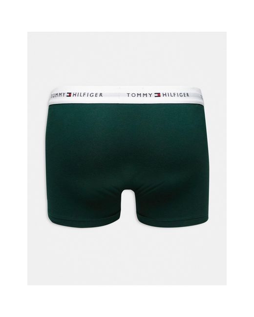 Tommy Hilfiger Green Signature Cotton Essentials 3 Pack Trunks for men