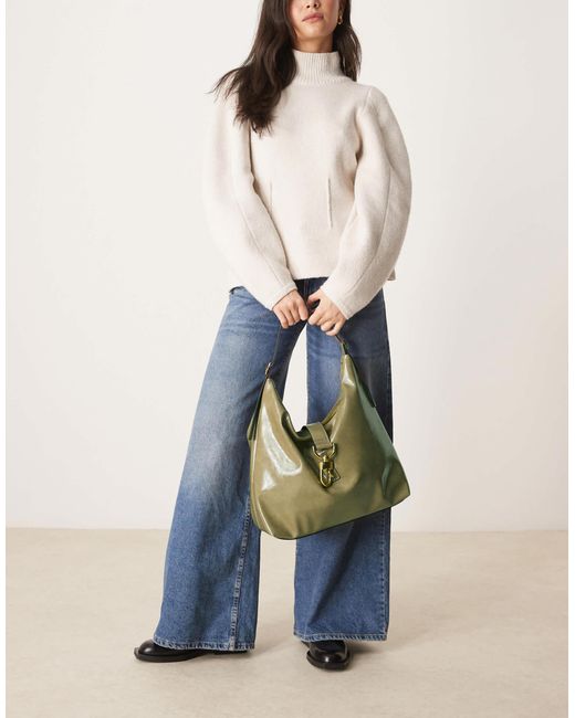 ASOS Natural Statement Buckle Slouch Tote Bag