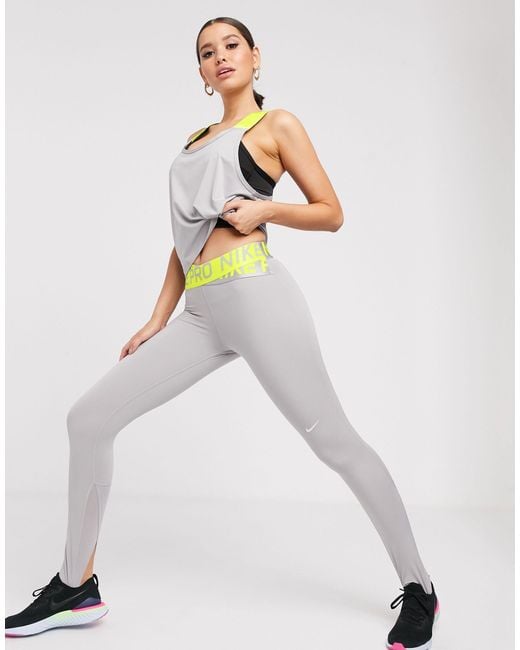 Nike Pro Intertwist Tights in Grey/Lime (Grey) | Lyst Australia