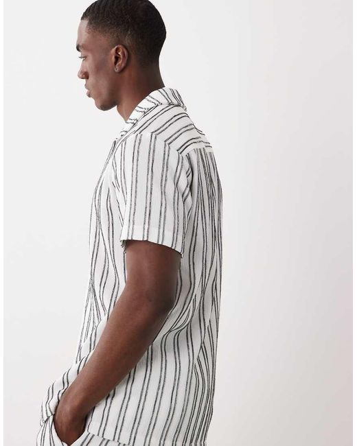 Brave Soul White Co-Ord Textured Short Sleeve Shirt for men