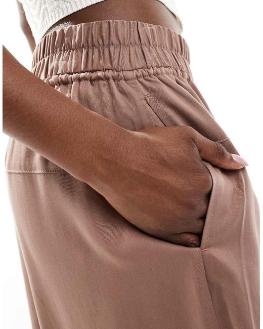 ASOS Brown Oversized Pull On Trousers With Panel And Pleat Detail